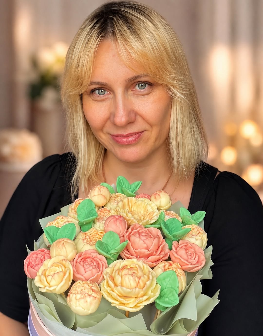 Hej och varmt välkommen hit! 🌸 Jag heter Tetiana,och det är jag som står bakom Choklad Buketten. 🍫💐 Choklad Buketten
